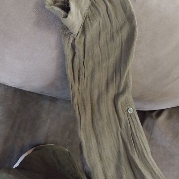 a.n.a Deep Olive Criss-Cross Lightweight Button-Up Blouse - Picture 3 of 5